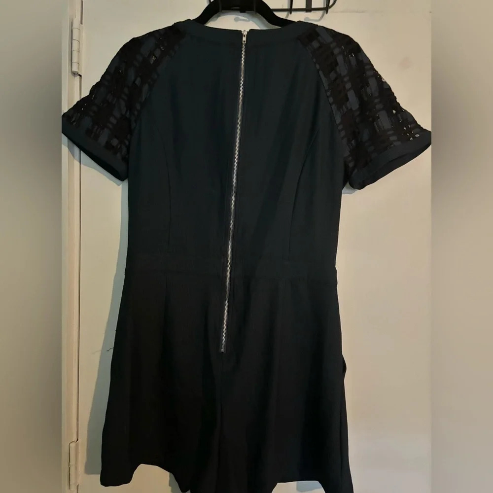 Hazel Womens Navy Polyester Romper Lace Detailed Exposed Zipper Pockets Sz. Med - Picture 5 of 6